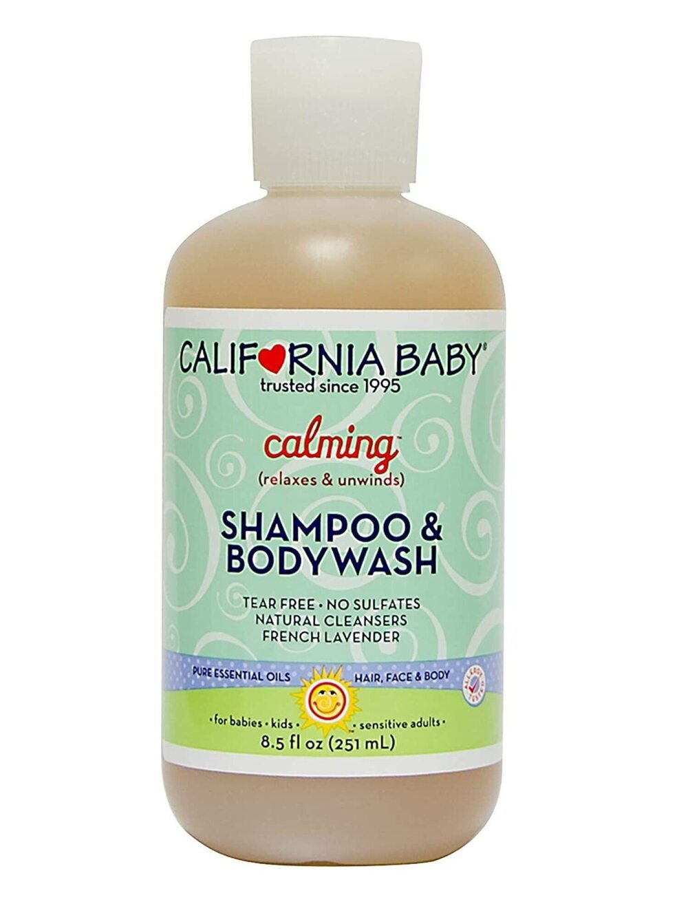 new California Baby Calming Shampoo and Body Wash - Hair, Face, and Body 8.5 oz